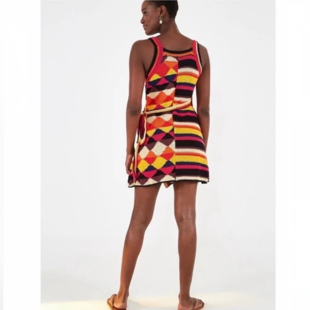 EUC Farm Rio Crochet Wrap Dress Multi size M - Picture 2 of 9